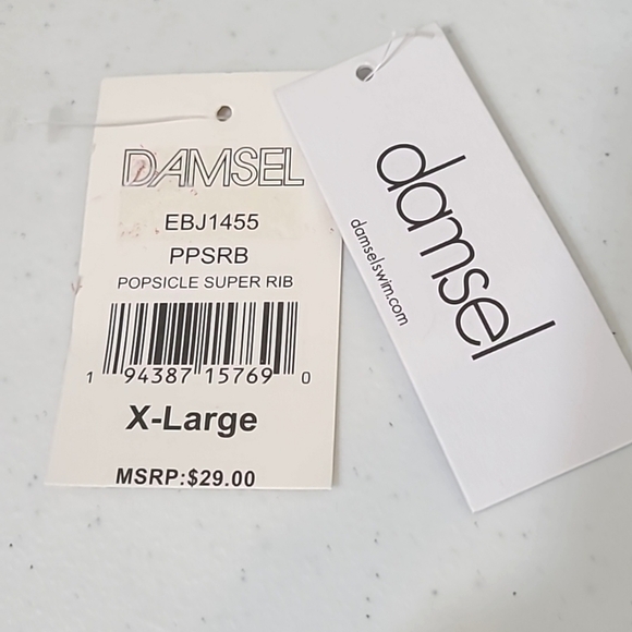 *NWOT* DAMSEL Popsicle Super Rib Bright Orange Bikini Top, size XL - Picture 5 of 6